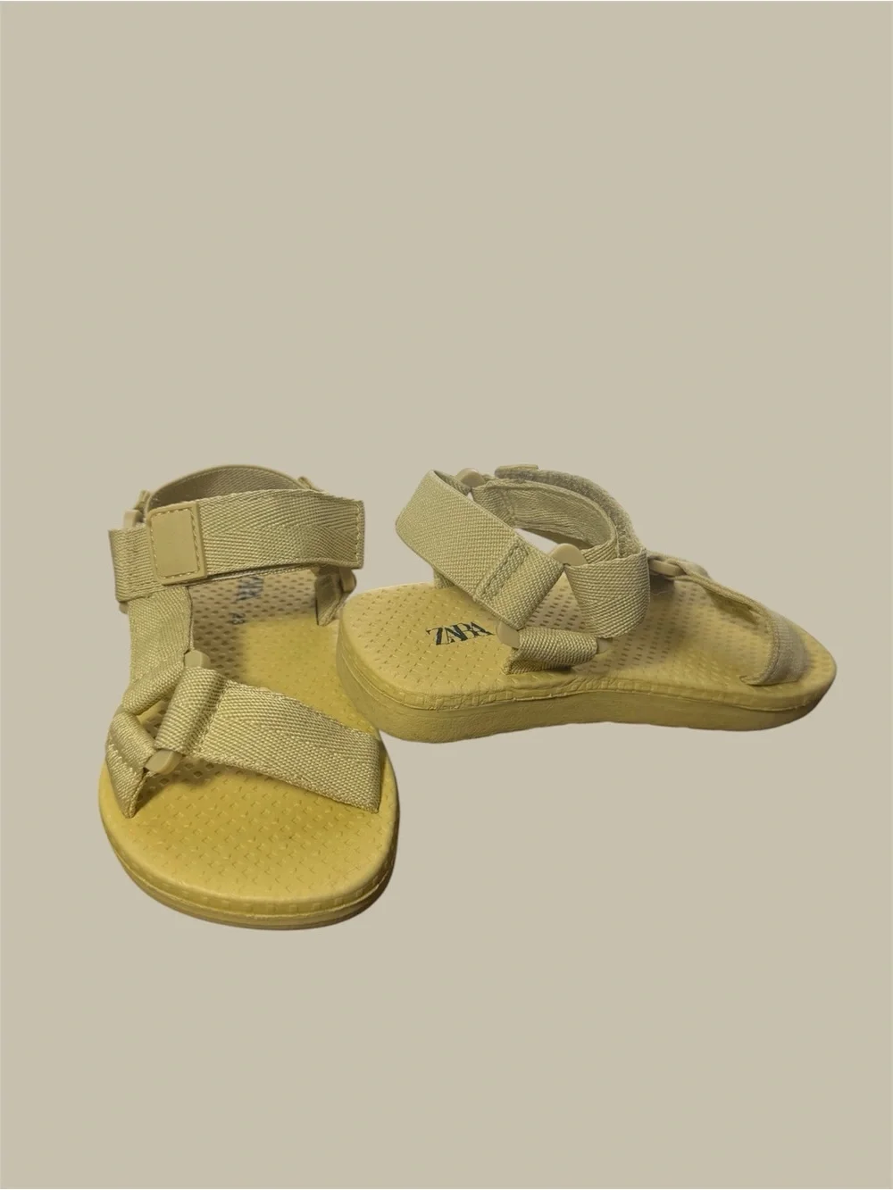 Zara Technical Sandals Size 23 US Toddler 7 Unisex Cream Beige Strappy